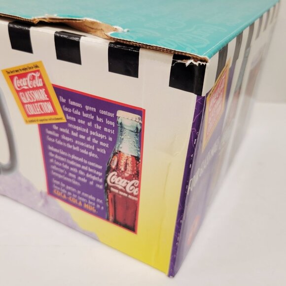 Vtg 1996 Coca Cola Indiana Glass Company 4 Mug Collection BOX ONLY - Picture 6 of 7